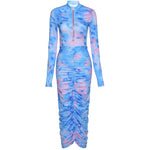 Products fall new sexy long sleeved half open zipper maxi dress