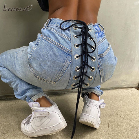 High Waits Bandage Sexy Women Jeans