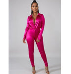 women 2 Piece Set Satin