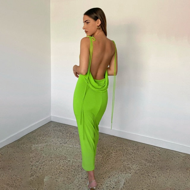 Backless Draped Maxi Dresses